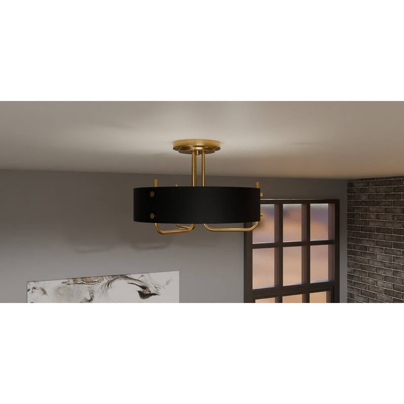 Madden 3-Light Aged Brass Semi-Flush Mount Light