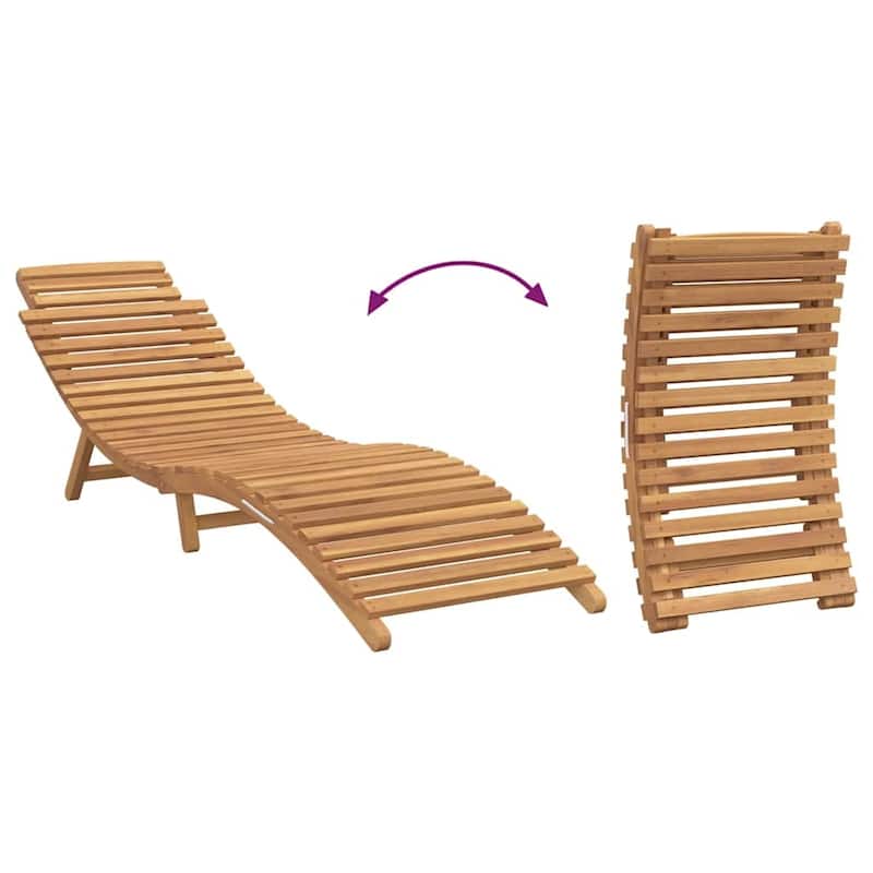 vidaXL Sun Lounger Cream white 188 x 55 x 59 cm Solid teak wood - 74.0 x 21.7 x 23.2