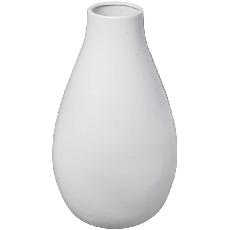 White Ceramic Decorative Vase - 12"W, 20"H