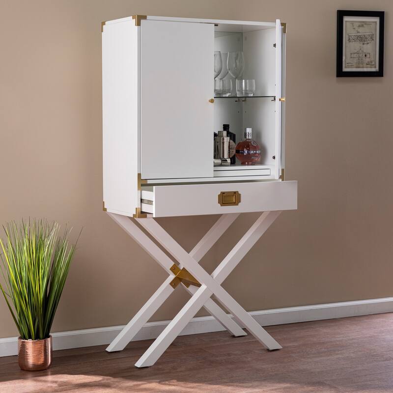 SEI Furniture Canna Transitional White Wood Bar Cabinet