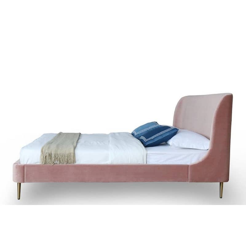 Manhattan Comfort Velvet Mid Century Heather Full-Size Bed