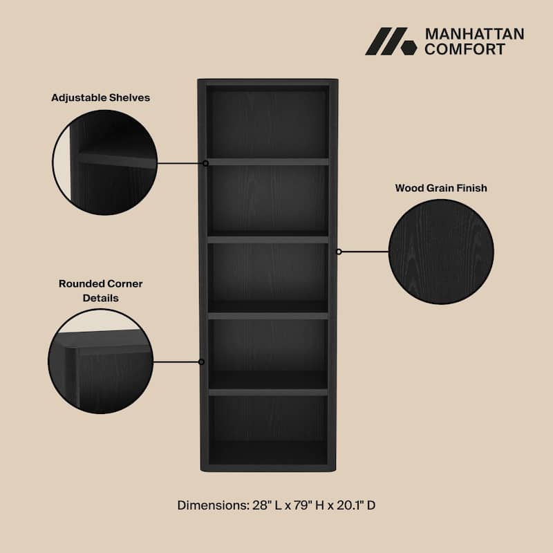 Manhattan Comfort Rivington Modern 28 Inch Open Bookcase