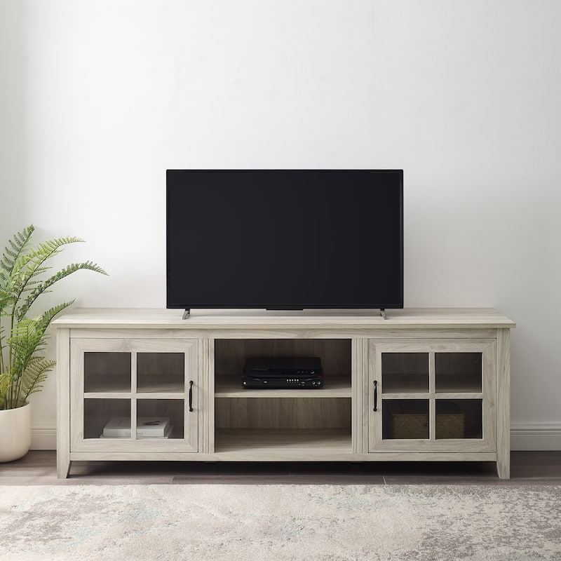 Modern Farmhouse 2-Door Glass Windowpane TV Stand