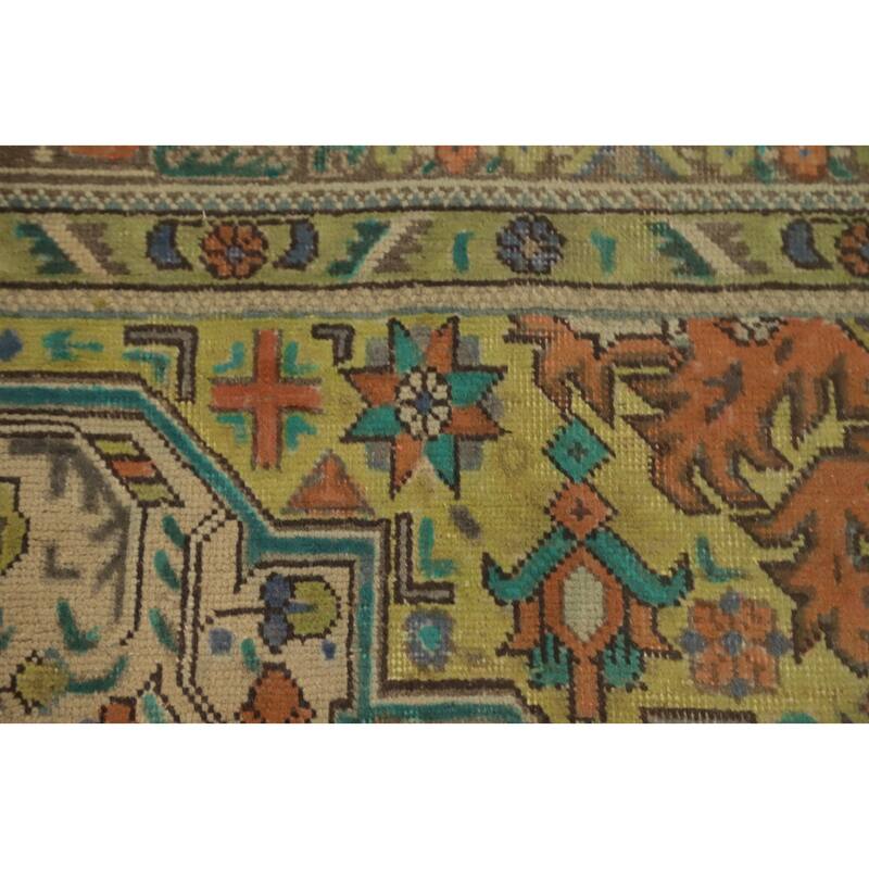 Hand Knotted Oriental 100% Wool Carpet Traditional Floral Beige & Ivories Tabriz Area Rug - 9' 4'' X 6' 4''