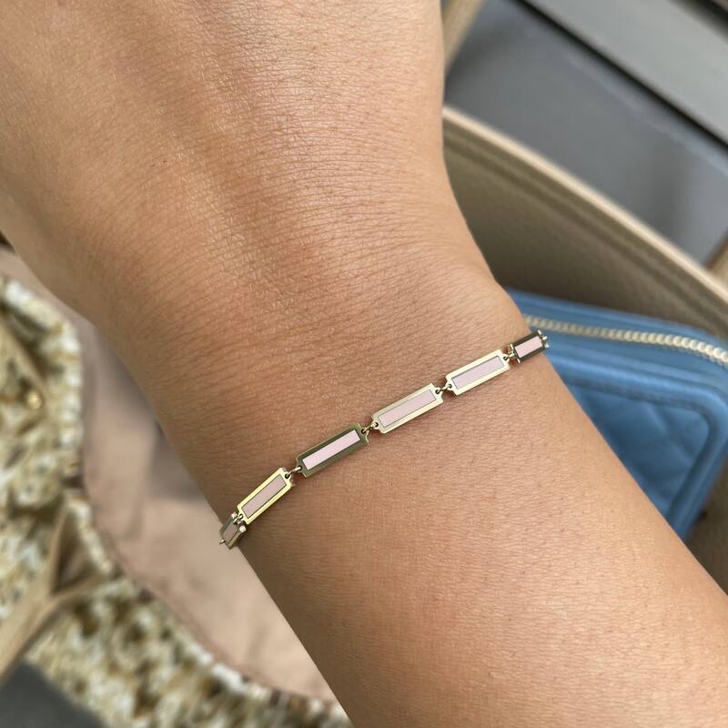 Joelle Collection Gemstone Inlay Stackable Bracelet 14K Gold - Amethyst, Turquoise, Malachite, Lapis