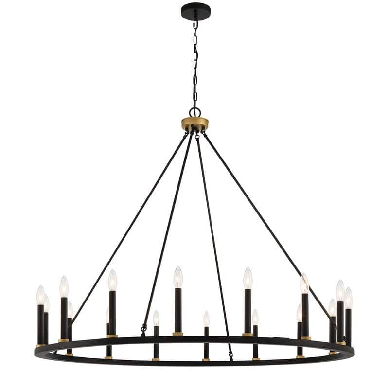 47In Farmhouse 16-light Large Round Wagon Wheel Candle Chandelier - 47'' D X 140'' H