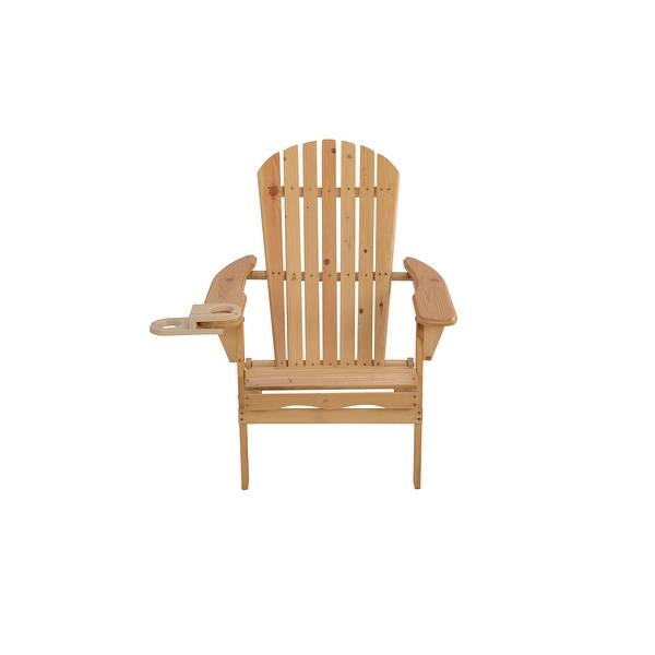 slide 2 of 3, Foldable Adirondack Chair with cup holder, Natural color