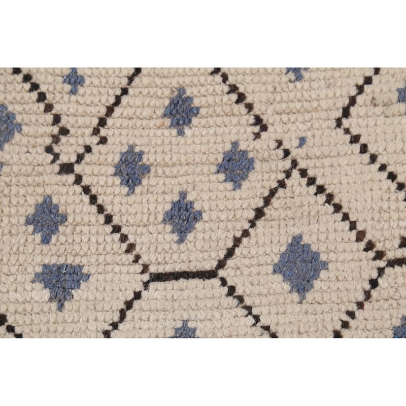 Geometric Trellis Moroccan Area Rug Handmade Wool Carpet - 9'0"x 12'5"