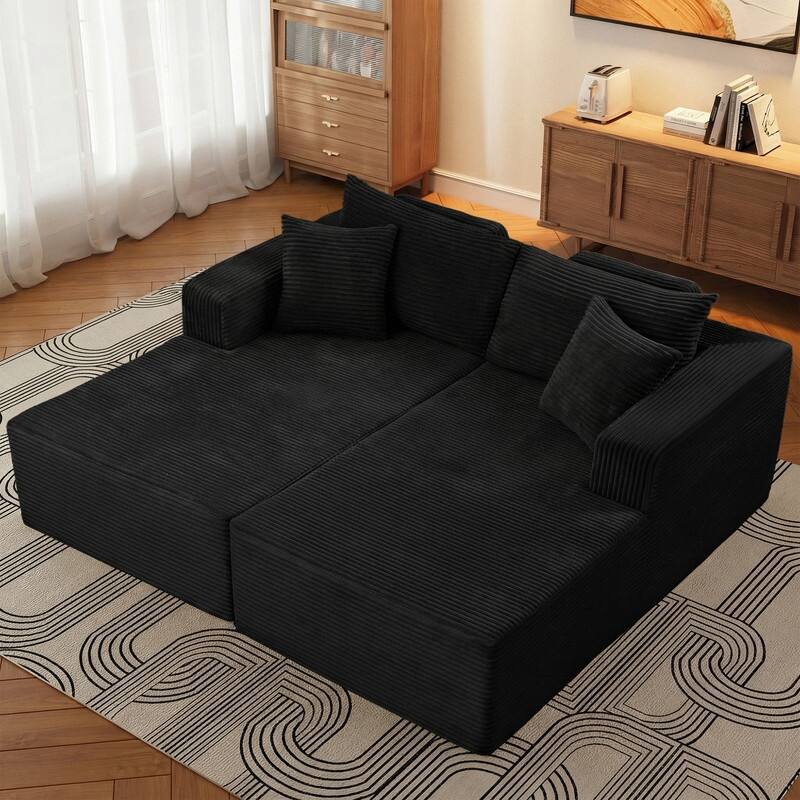 WINSOON 74''x69'' Plush Modular Sectional Sofa with Pillows - Black