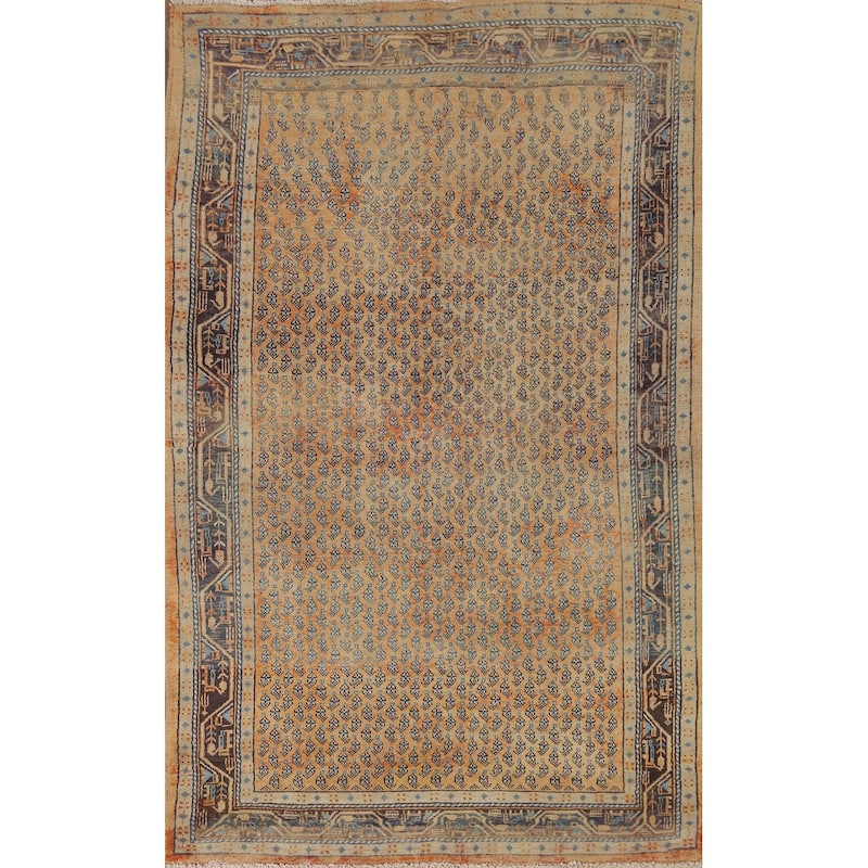Boteh Botemir Persian Vintage Area Rug Hand-Knotted Wool Carpet - 4'5" x 7'3"