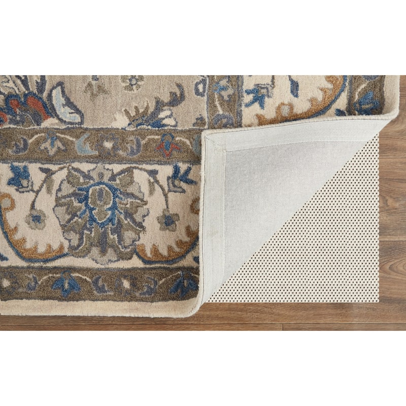 Mattias Tufted Persian Floral Rug, Warm Gray/Blue, Area Rug