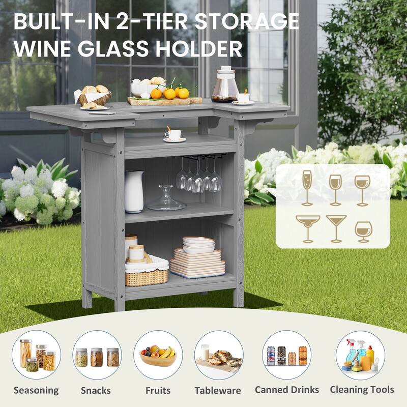 HDPE Indoor/Outdoor Bar Table with Storage Shelves