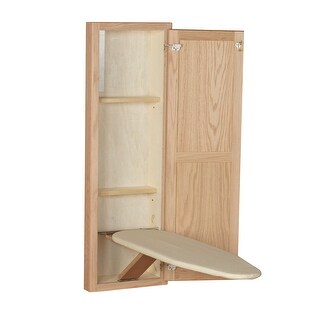Household Essentials In-Wall Recessed Ironing Board Cabinet with Storage Shelves, Wood