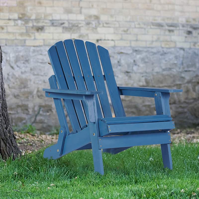 Wooden Outdoor Folding Adirondack Chair with Pre-Assembled BackRest & SeatBoard, Wood Patio Chair for Garden Backyard Porch