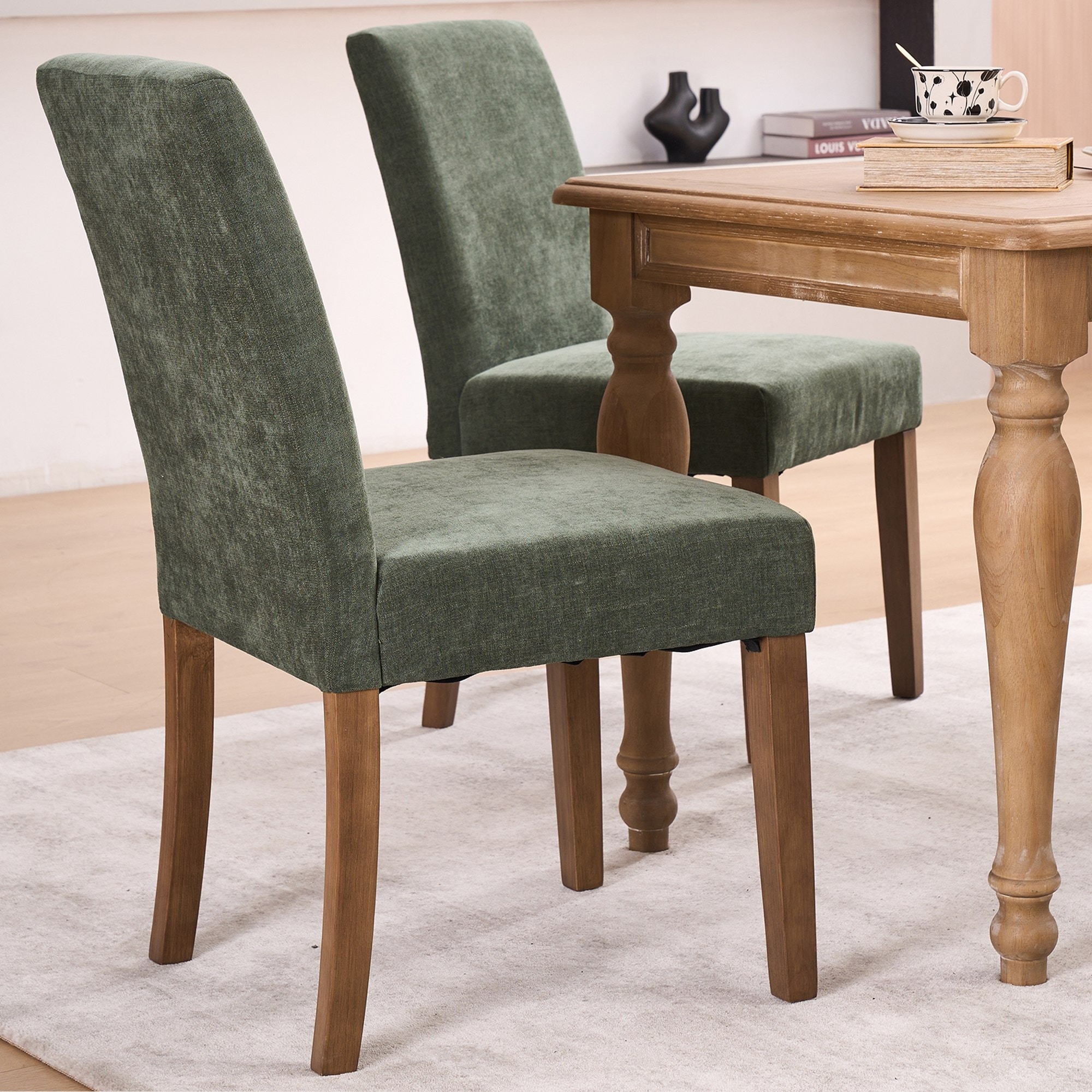 Boucle Fabric Upholstered Dining Chairs (Set of 2)