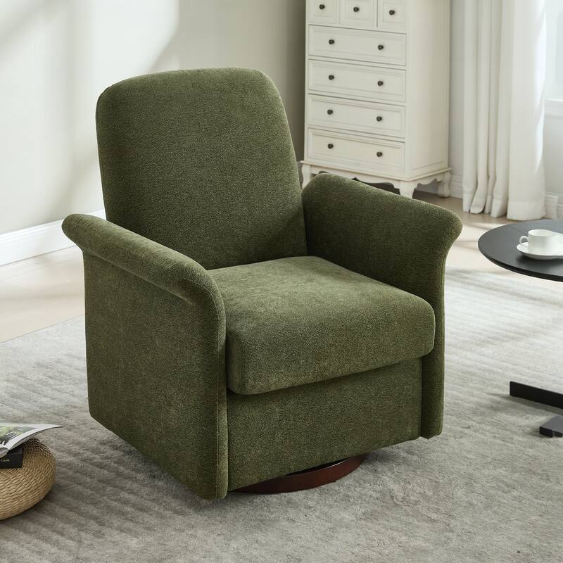 Modern Barrel Armchair with Wood Base