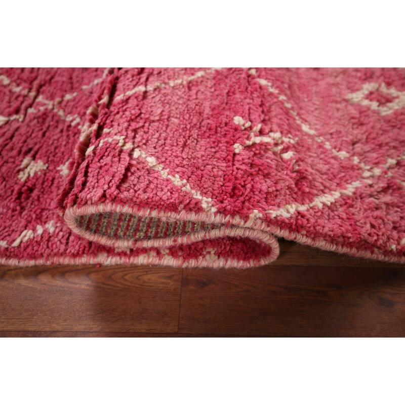 Trellis Plush Moroccan Accent Rug Handmade Pink Wool Carpet - 3'1" x 5'6"