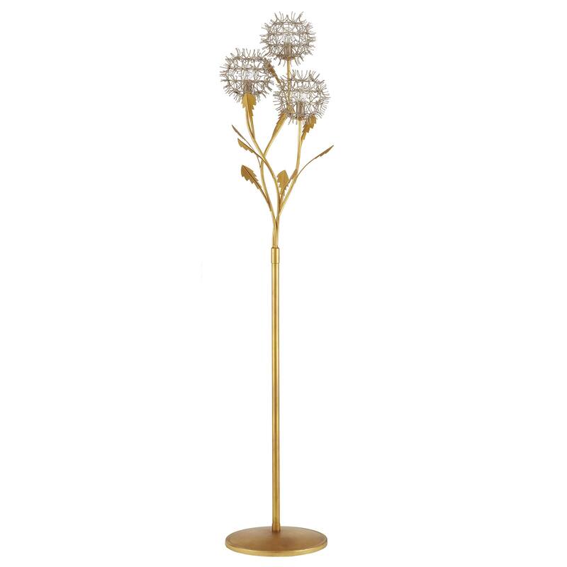 Currey & Company Dandelion Silver & Gold Floor Lamp - 71.25"h x 15.25"w x 14.5"d