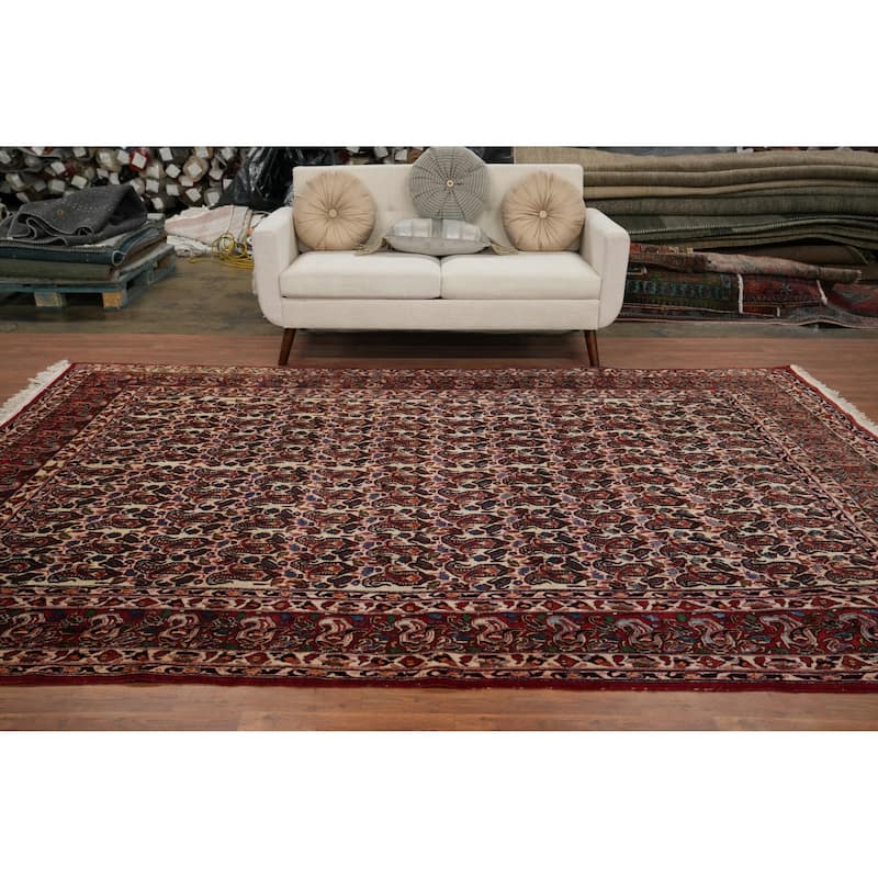 Hand Knotted Oriental 100% Wool Carpet Traditional All-Over Beige & Ivories Bakhtiari Area Rug - 11' 0'' X 7' 4''