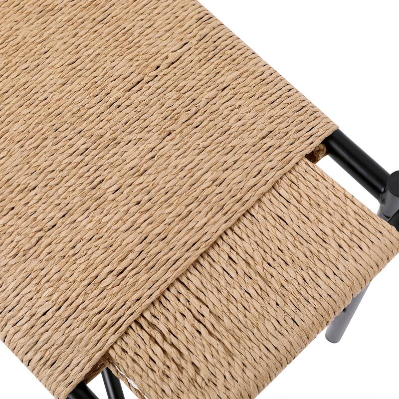 Natural Handwoven Paper Rope Vanity Stool & Entryway Ottoman - browm - N/A