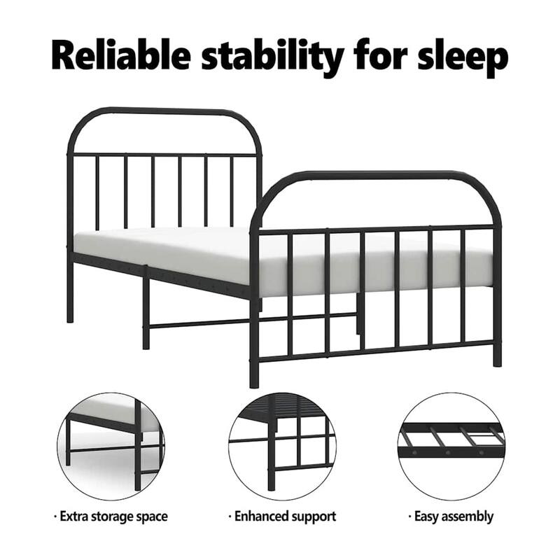 vidaXL 12 Inches Metal Bed Frame No Mattress