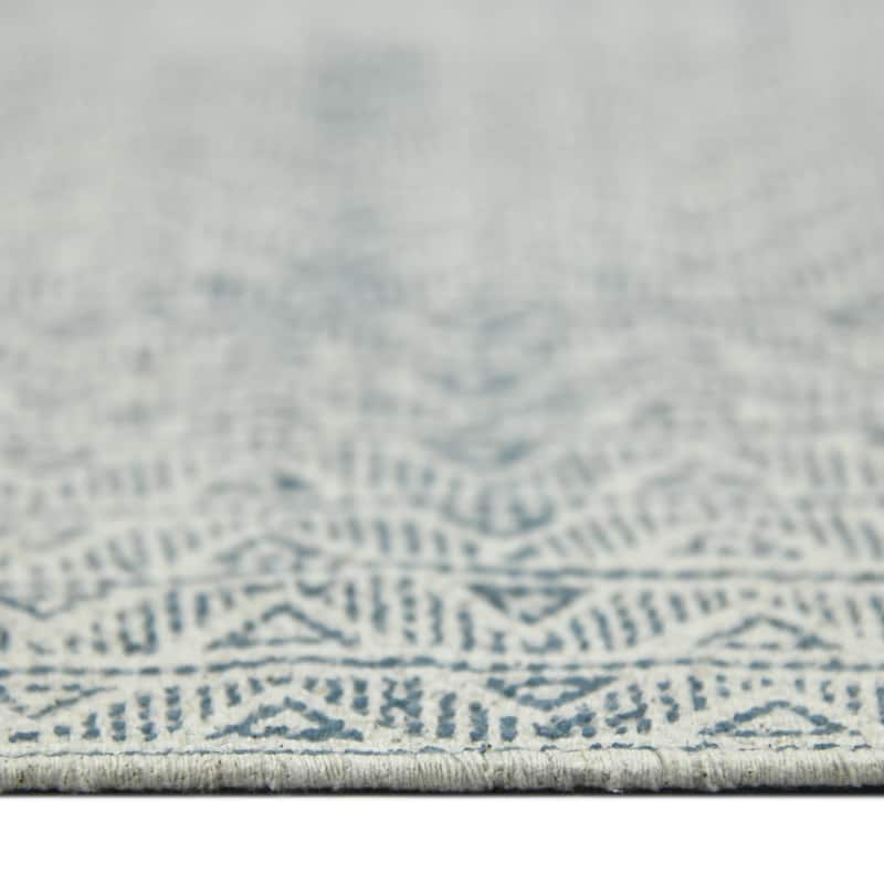 Distressed Geometric with Fringe Area Rug - 2' x 3'