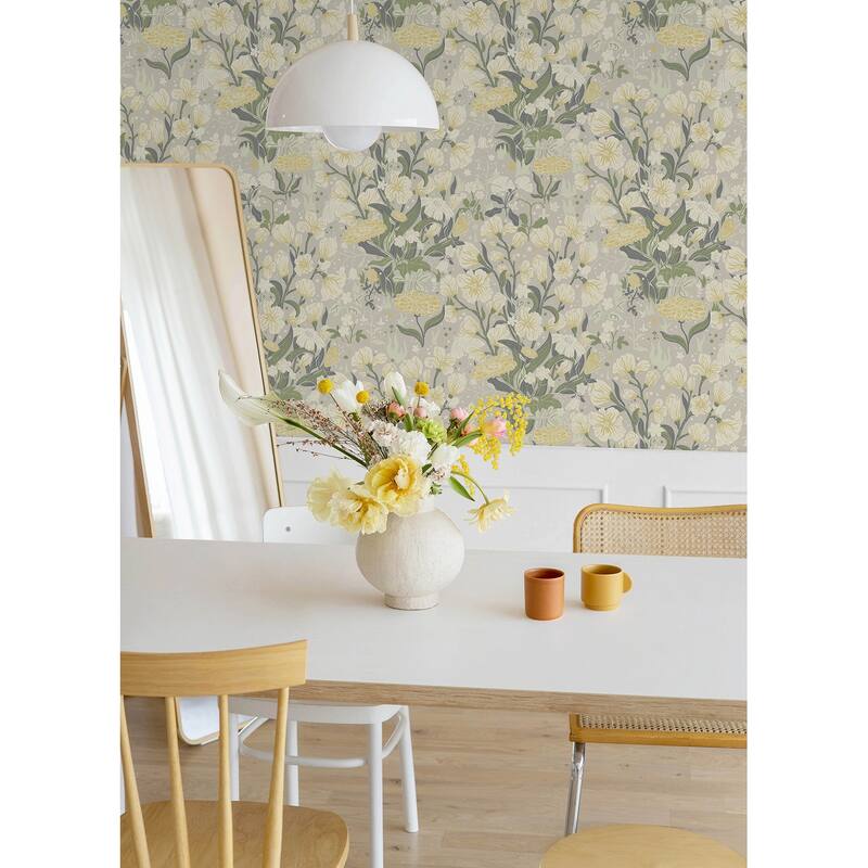 A-Street Prints Hava Yellow Meadow Flowers Wallpaper
