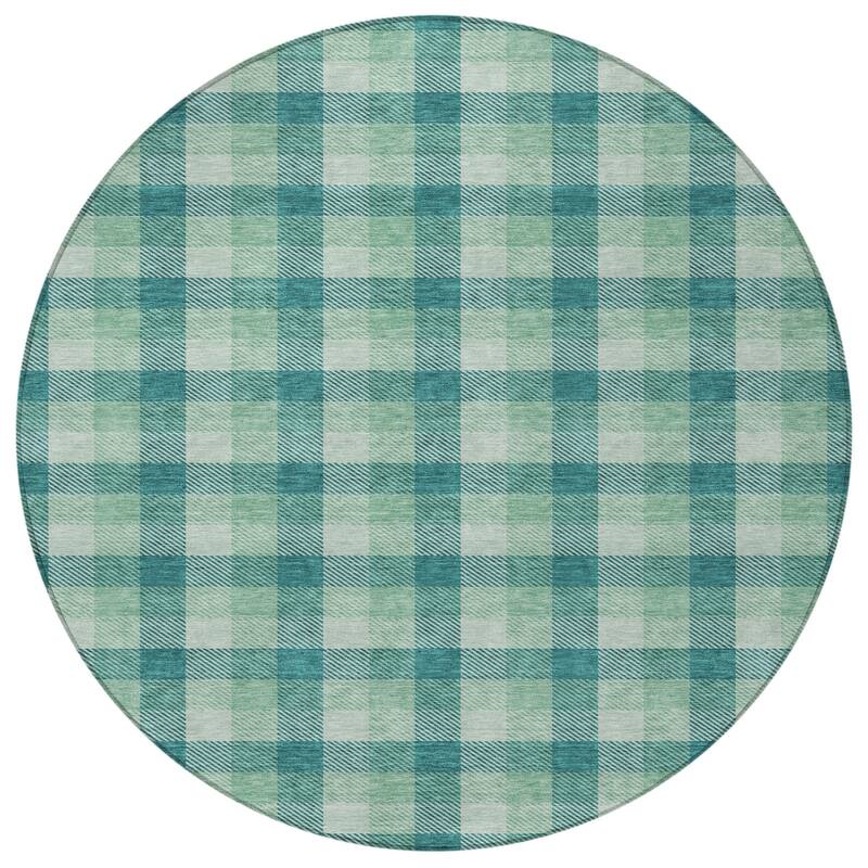 HomeRoots Plaid Transitional Rectangle Outdoor Rug