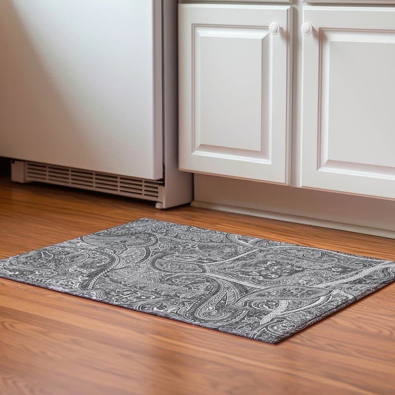 Premium Washable Super Soft Traditional Paisley Mayfield Rug - Gray - 1' 8" x 2' 6" - Rectangle