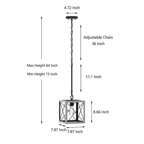 dimension image slide 3 of 4, Acroma 1-light Farmhouse Rustic Rectangle Kitchen Island Pendant Light - 8 inches