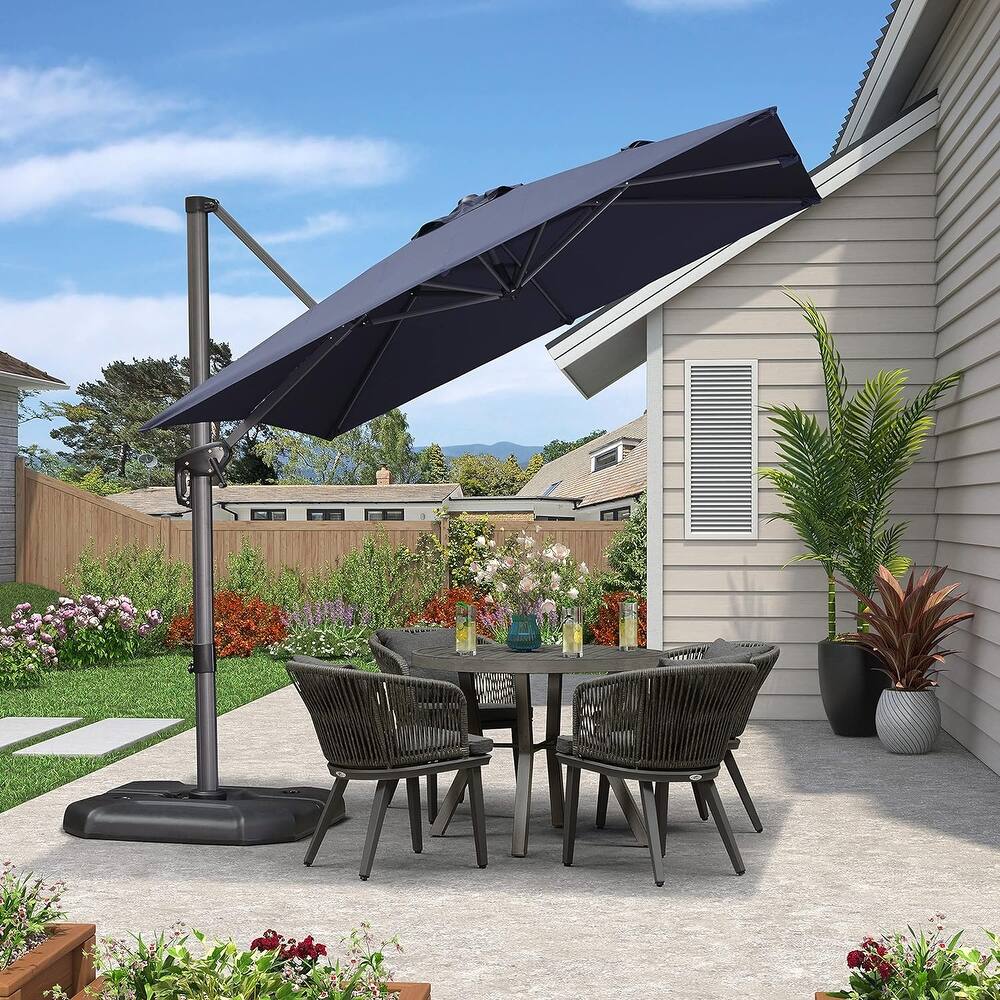 PURPLE LEAF 8 ft Square 360 Degree Rotation Patio Cantilever Umbrella