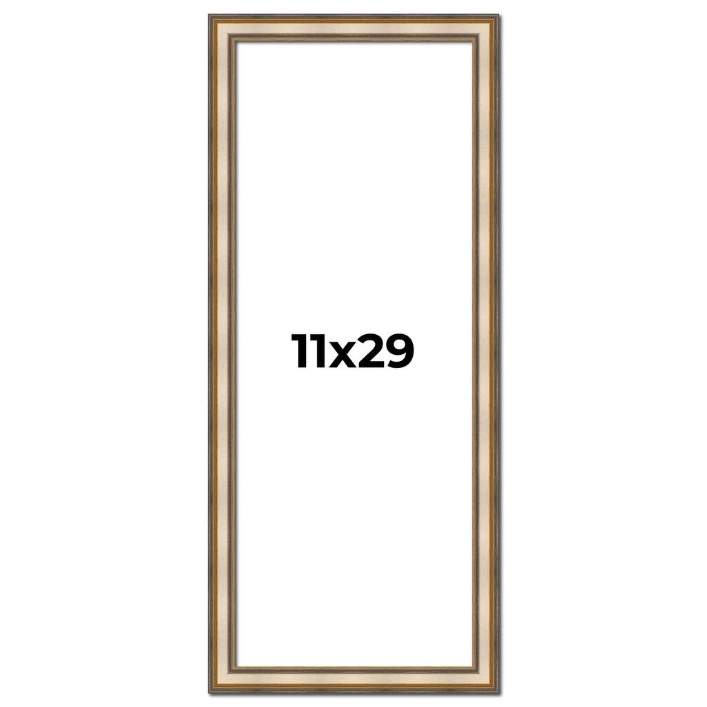 11x29 Frame Gold Solid Wood Shadow Box Width 1.5 Inches | Interior Frame Depth 2 3/8 Inches
