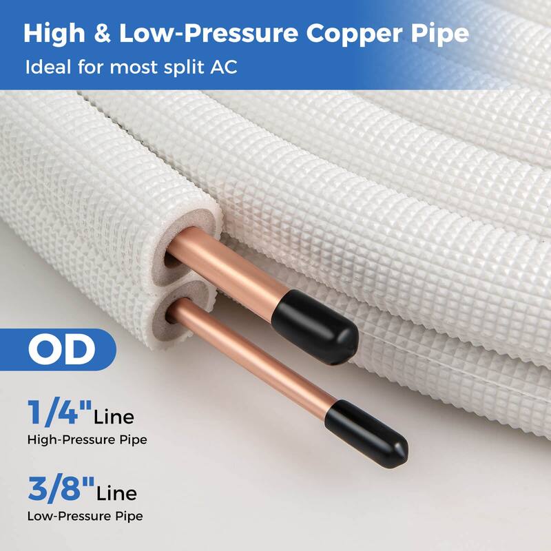 Costway 25/50 FT Air Conditioning Copper Tubing Hose Extension for
