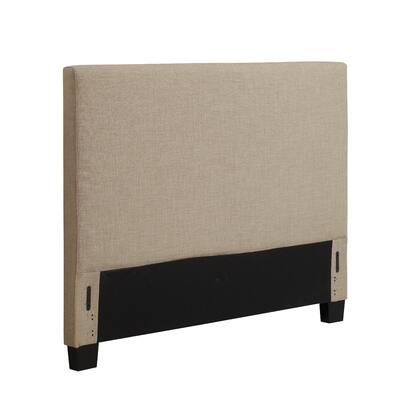 Elle Queen Size Upholstered Headboard, Panel Design, Beige