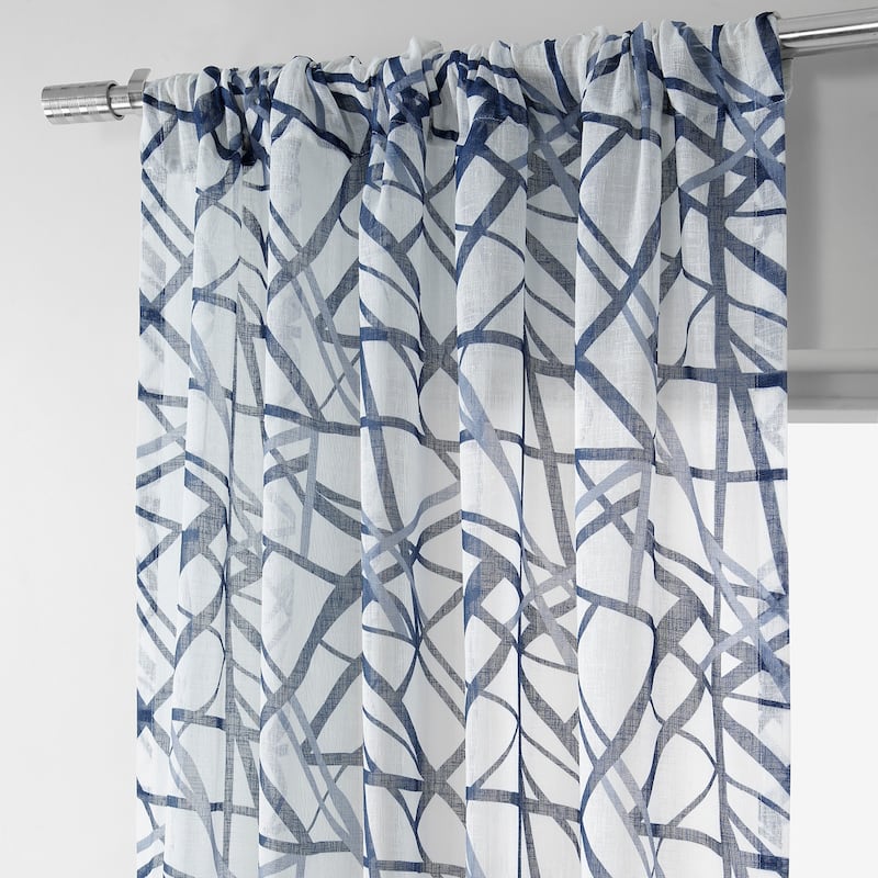 Exclusive Fabrics Matrix Printed Faux Linen Sheer Curtain (1 Panel)