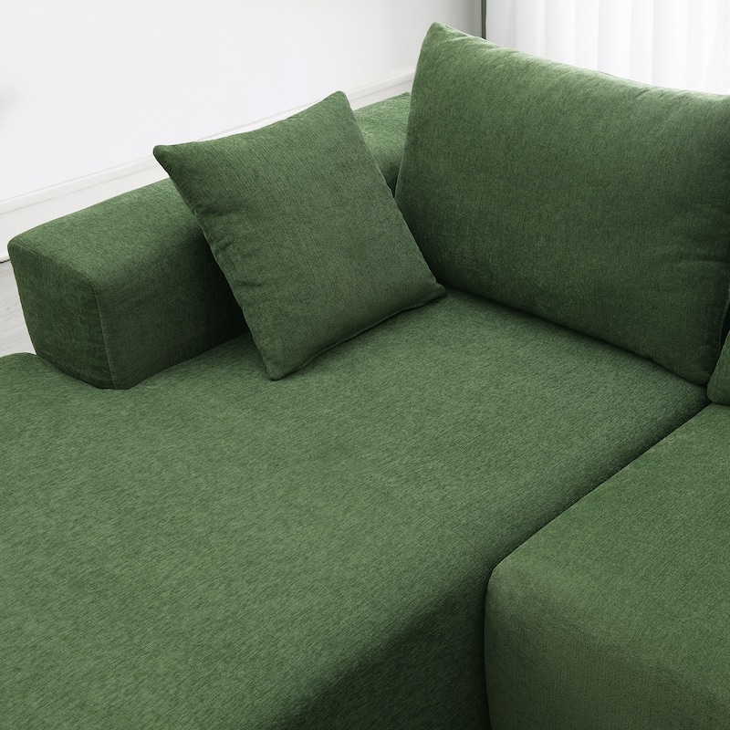 109-inch Green Modular L-shaped Minimalist Upholstered Sectional Sofa Set with Two Pieces Combination - 109"W x 68"D x 28.5"H