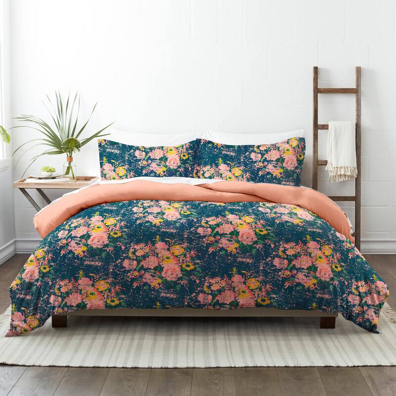 Made Supply Co. 3 Piece Pattern Reversible Comforter Set - Navy - Twin - Twin XL