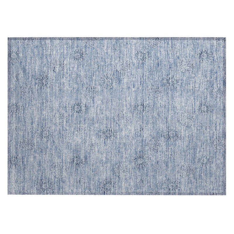 Machine Washable Indoor/ Outdoor Chantille Floral Burst Rug