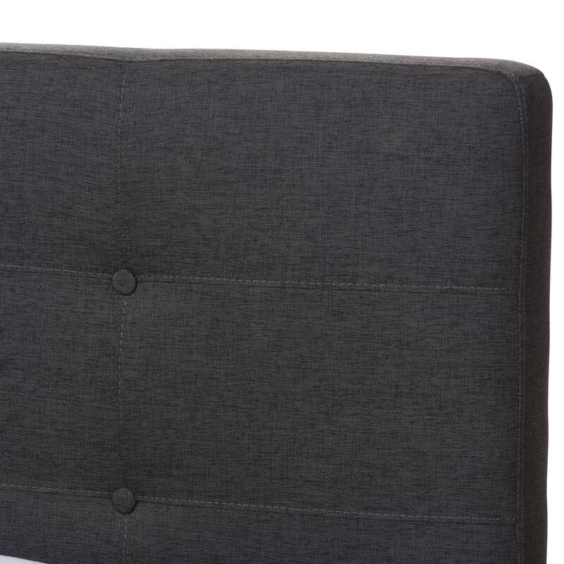 Queen Size Platform Bed - Dark Grey Fabric Bed Frame - Modern Minimalist Design