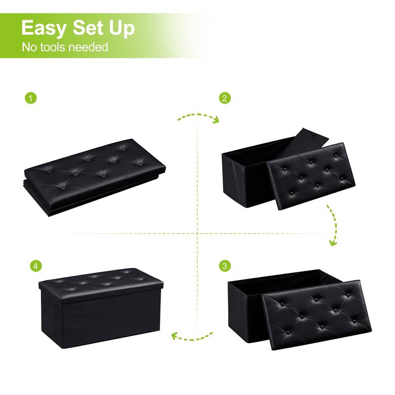 VECELO Leather Storage Ottoman Bench Foot Rest Stool/Seat(Set of 2), 12-inch/15-inch/30-inch/43-inch