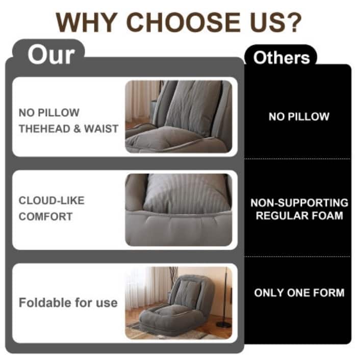 Upholstered Human & Dog Shared Sofa Bed, 5-Position Adjustable Foldable Lounger with Pillows