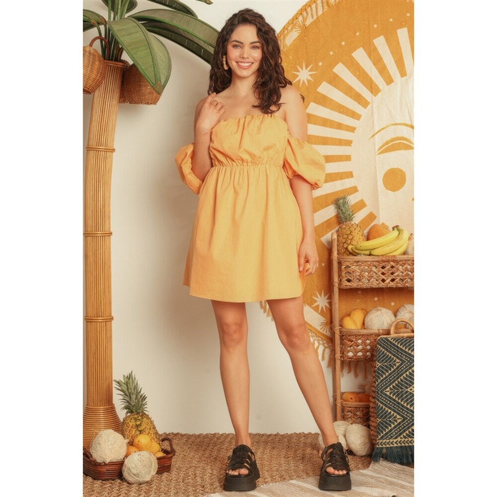 mango puffed sleeve cotton dress MANGO Puff Sleeve Cotton Dress