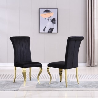 Modern Stainless Steel Dining Chairs Set of 2, Velvet Armless Accent ...