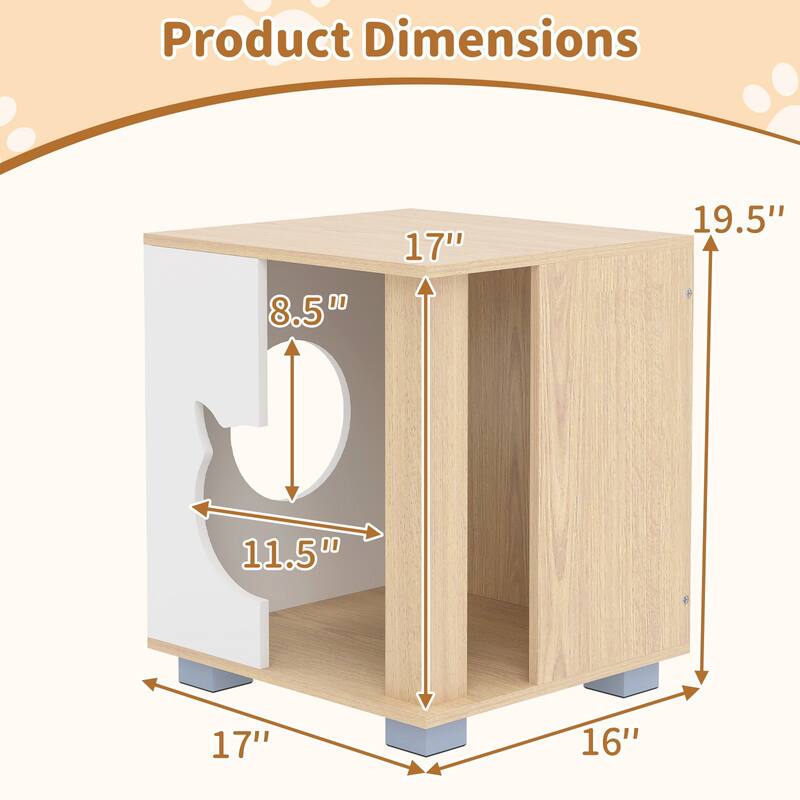 Gymax Cat Bed Side Table w/Head-shaped Entry & Metal Legs Modern End