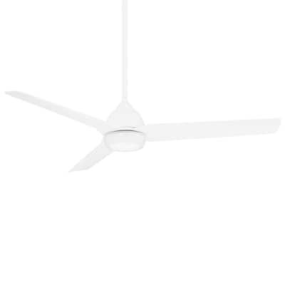 Mocha Indoor/Outdoor 3-Blade Smart Ceiling Fan 54in Matte White with 3000K LED Light Kit and Remote Control with Wall Cradle