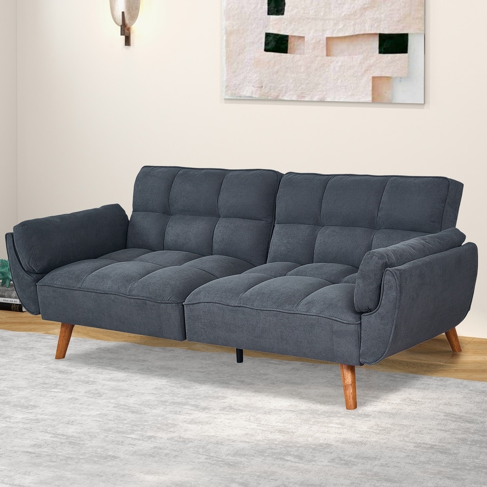 Futon Sofa Bed, Convertible Sleeper Couch with Pillows, Foldable Loveseat Furniture for Living Room