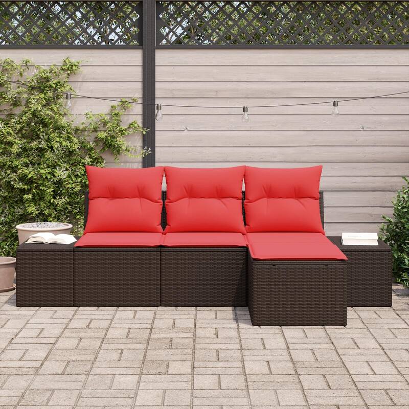 vidaXL 4 Piece Garden Sofa Set with Cushions - 94.1×46.1×27.2