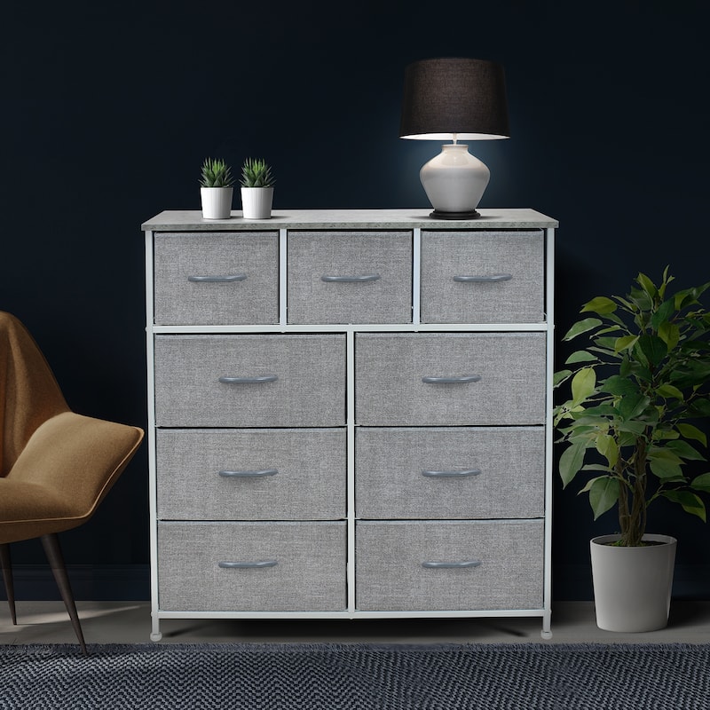 Modern Fabric and Metal 9-cubby Storage Tower