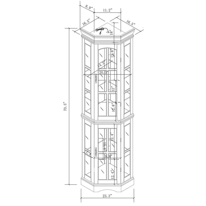 Corner Curio Display Cabinet with 5 Shelves (E26 Bulb Not Included)