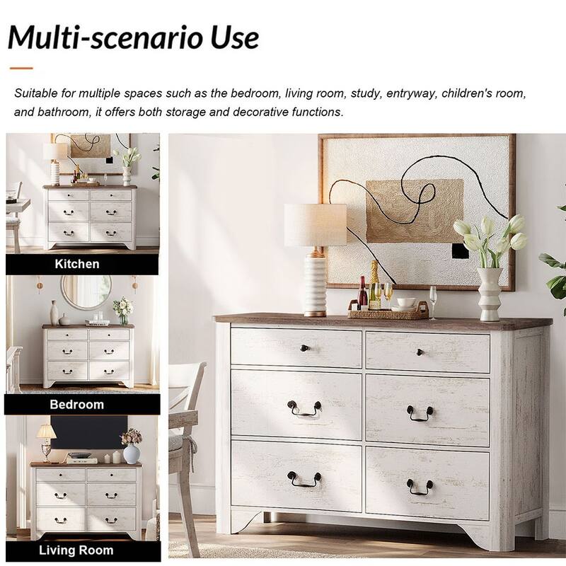 WAMPAT Farmhouse Nightstand with 3 Drawers